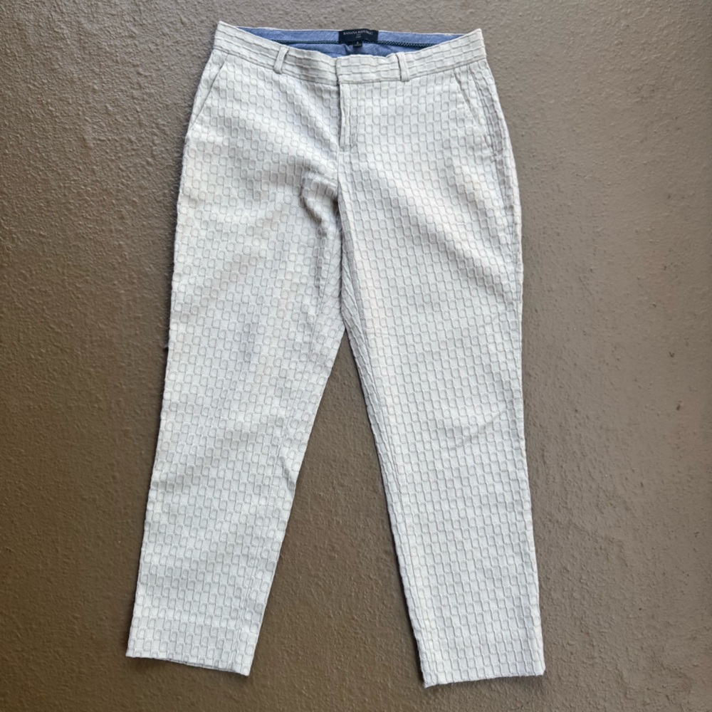 Banana Republic Cream Ivory Jacquard Pants Women’s Size 2